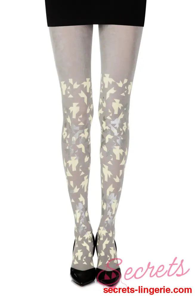 Zohara ’Confetti’ Grey Print Tights