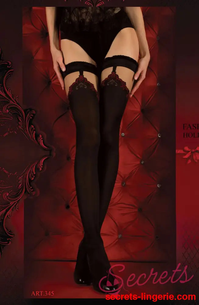 Ballerina 345 Hold Ups Nero (Black) / Red