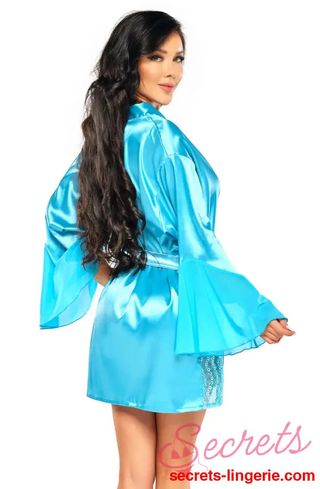 Beauty Night BN6659 Marlene Peignoir Turquoise - Turquoise / One Size (S-L)