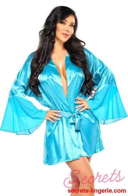 Beauty Night BN6659 Marlene Peignoir Turquoise - Turquoise / One Size (S-L)