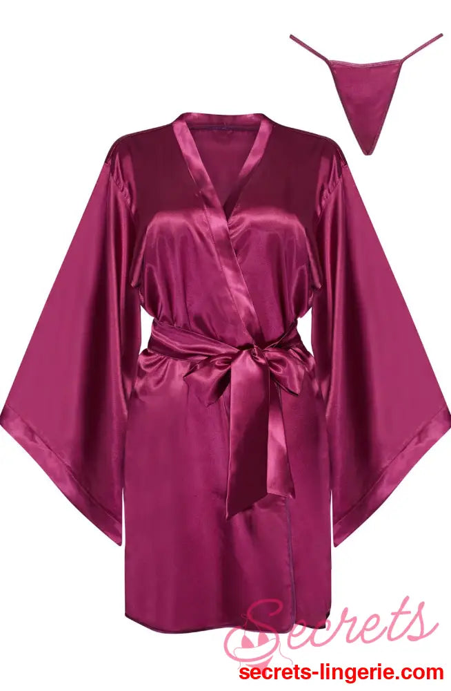 Beauty Night BN6663 Samira Peignoir Burgundy - Burgundy / One Size (S-L)