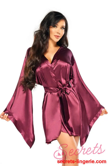 Beauty Night BN6663 Samira Peignoir Burgundy - Burgundy / One Size (S-L)