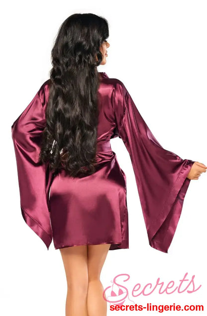 Beauty Night BN6663 Samira Peignoir Burgundy - Burgundy / One Size (S-L)