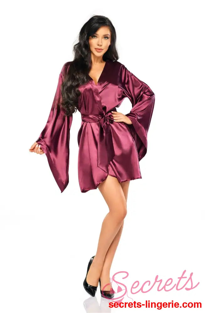 Beauty Night BN6663 Samira Peignoir Burgundy - Burgundy / One Size (S-L)
