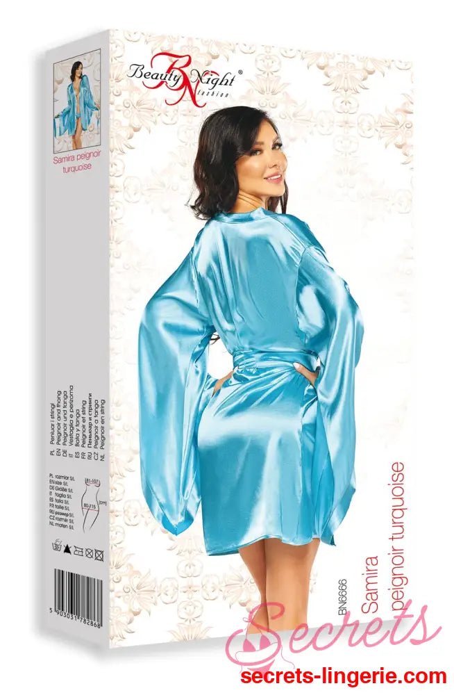 Beauty Night BN6666 Samira Peignoir Turquoise - Turquoise / One Size (S-L)