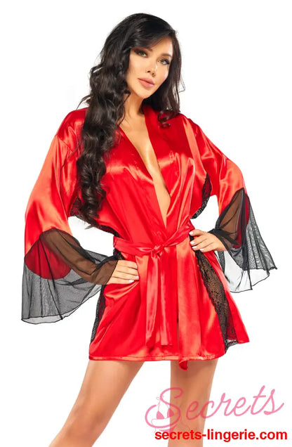 Beauty Night BN6667 Sara Peignoir Red - Red / One Size (S-L)