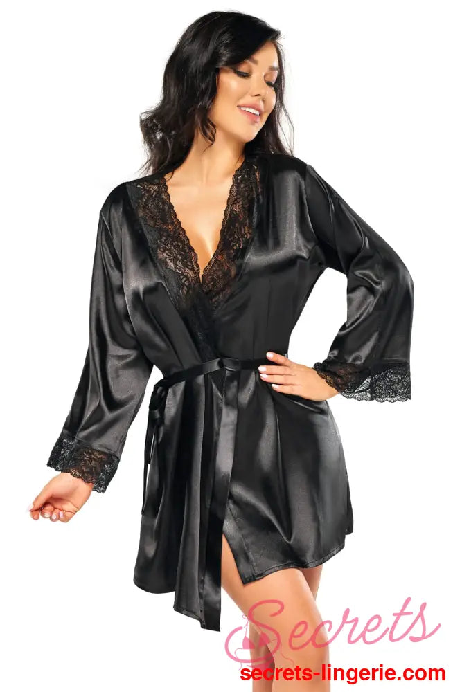 Beauty Night BN6669 Sherie Peignoir Black - Black / One Size (S-L)