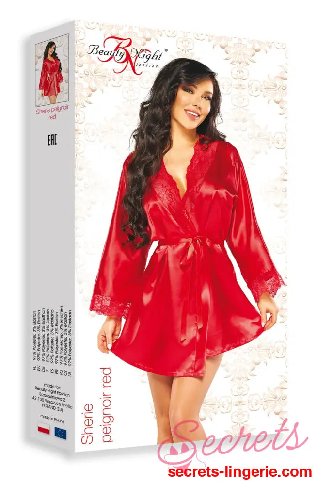 Beauty Night BN6670 Sherie Peignoir Red - Red / One Size (S-L)