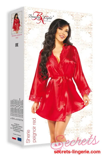 Beauty Night BN6670 Sherie Peignoir Red - Red / One Size (S-L)