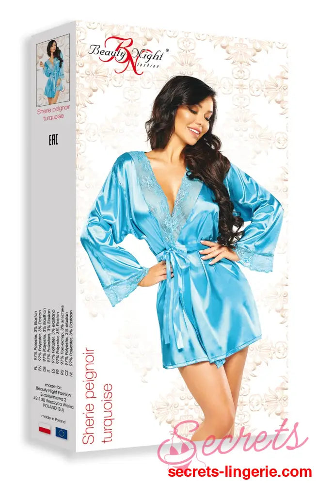 Beauty Night BN6671 Sherie Peignoir - Turquoise / One Size (S-L)