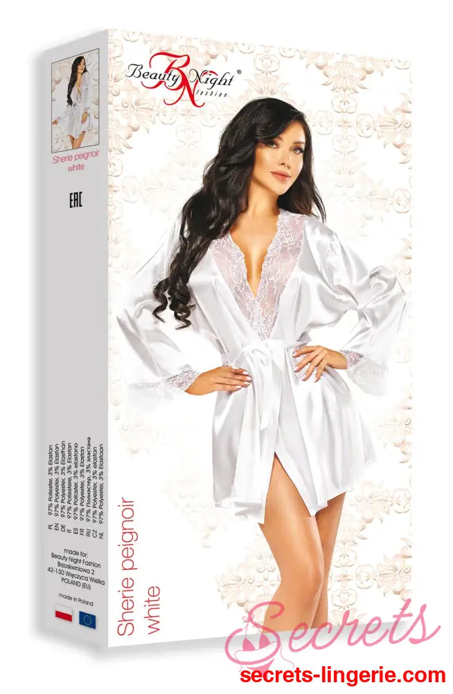 Beauty Night BN6672 Sherie Peignoir White - White / One Size (S-L)