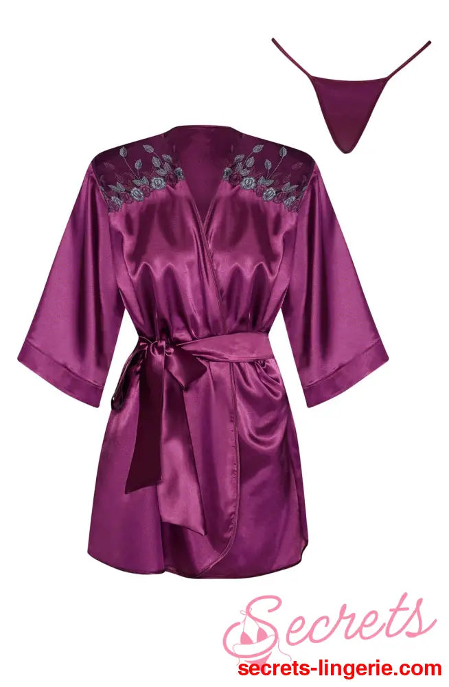 Beauty Night BN6673 Peignoir Burgundy - Burgundy / One Size (S-L)