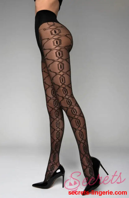 Black Secret BS140 Crotchless Tights With Lurex