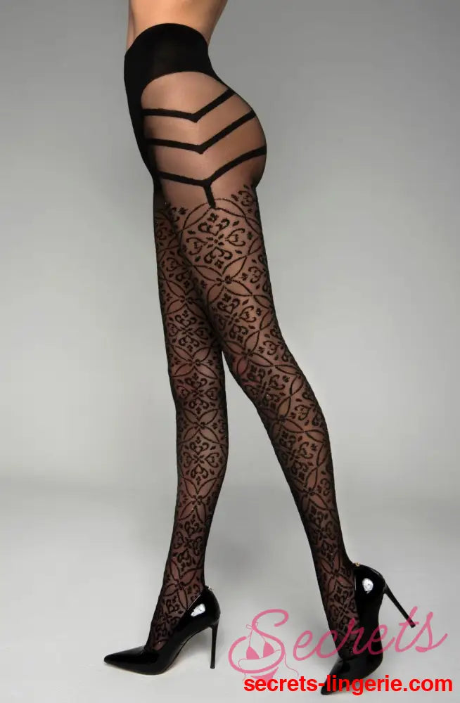 Black Secret BS150 Crotchless Tights With Lurex