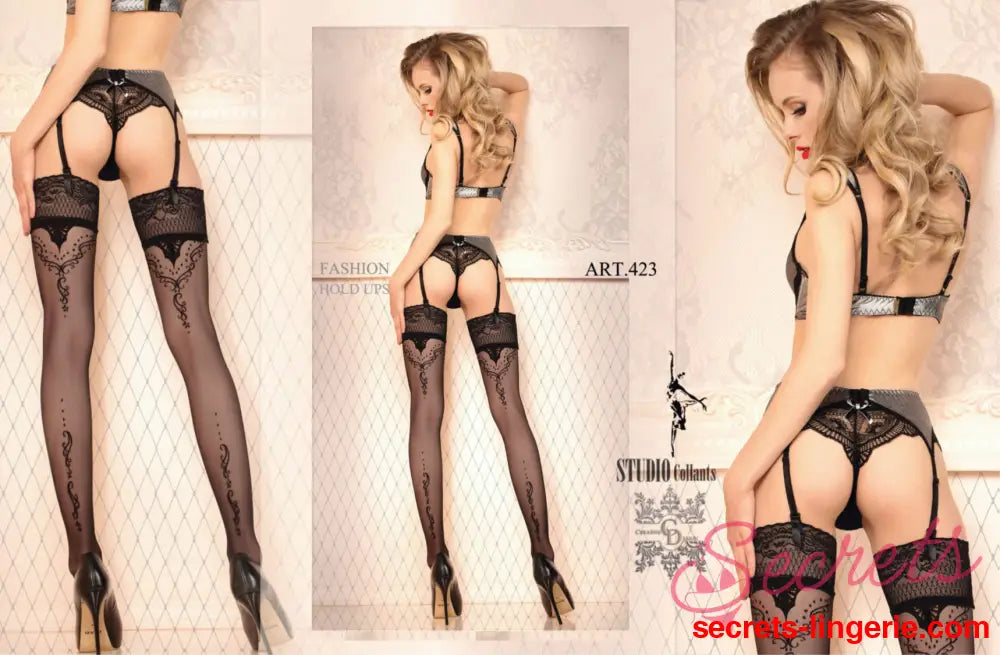 Black Swirl Pattern Hold Ups