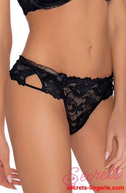 Roza Carmen Black Thong - Black / Large
