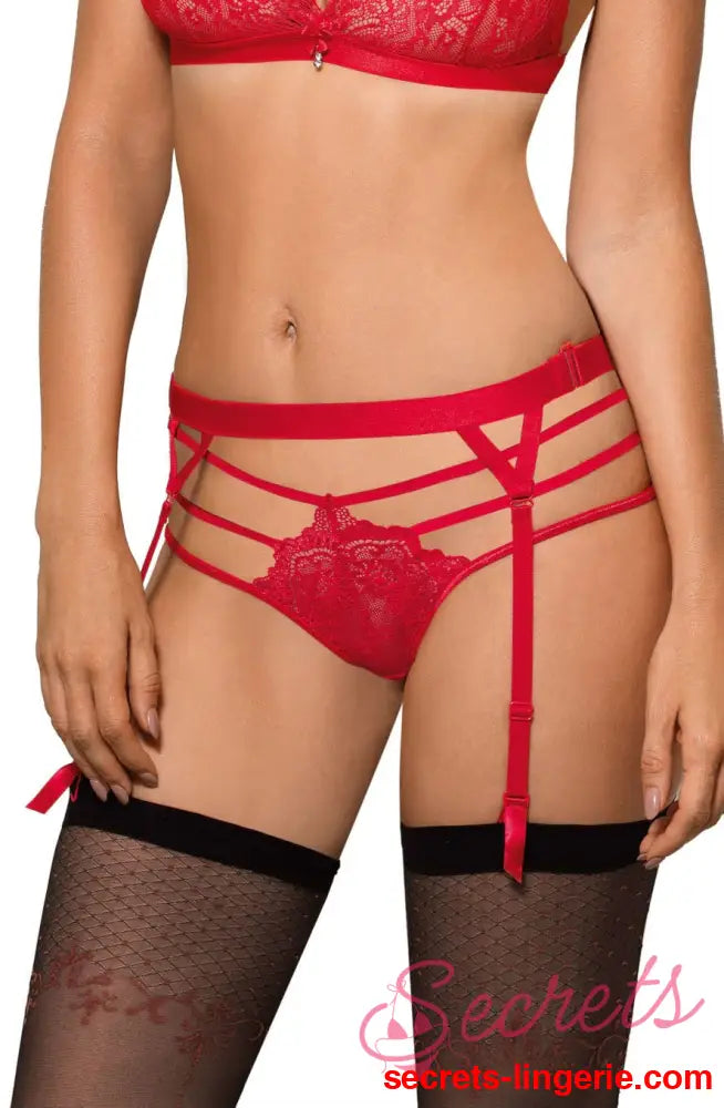 Roza Cyria Red Suspender Belt