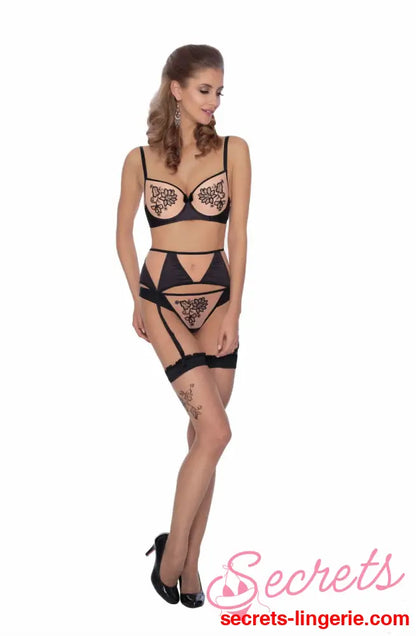 Roza Mehendi Suspender Belt Black