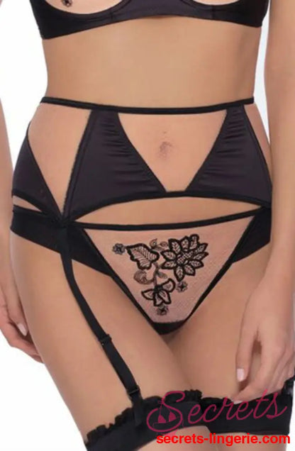 Roza Mehendi Suspender Belt Black