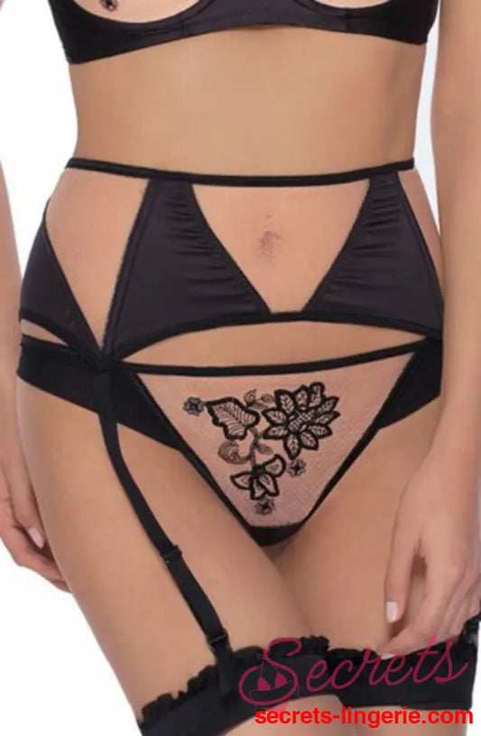 Roza Mehendi Suspender Belt Black