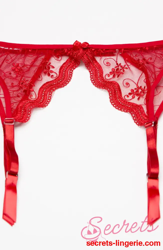 Shirley of Hollywood 622 Garter Belt Red - Red / One Size