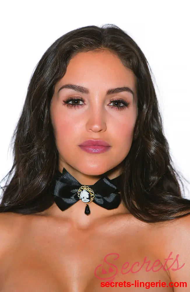 Shirley of Hollywood 970 Choker Ribbon Bow Cameo Black - Black / One Size