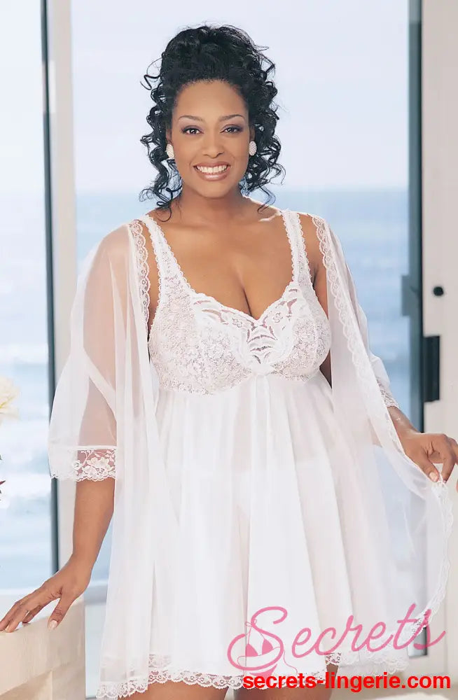 Shirley of Hollywood X3595 White 3 Piece Babydoll