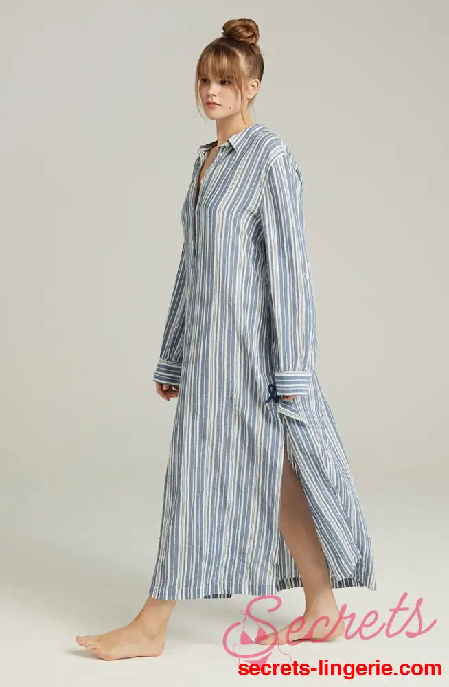 The Maxi Shirt French Navy Stripe