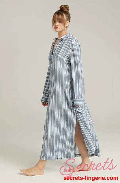 The Maxi Shirt French Navy Stripe