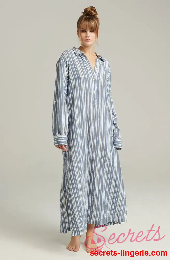 The Maxi Shirt French Navy Stripe