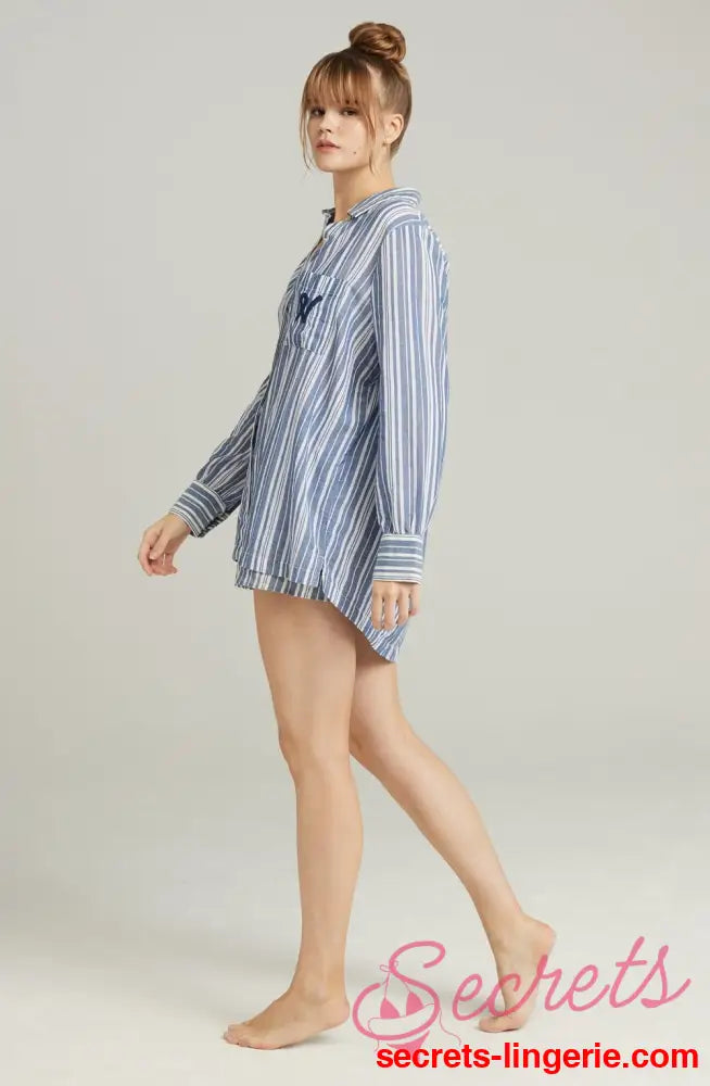 The Midi Shirt French Navy Stripe