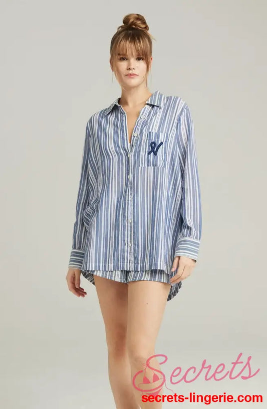 The Midi Shirt French Navy Stripe