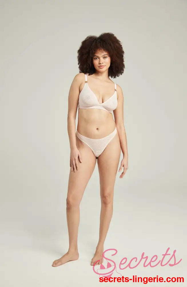 The Sheer Deco Barely There Thong Blush Pink