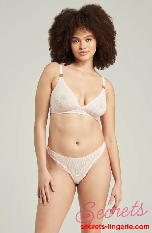 The Sheer Deco Barely There Thong Blush Pink