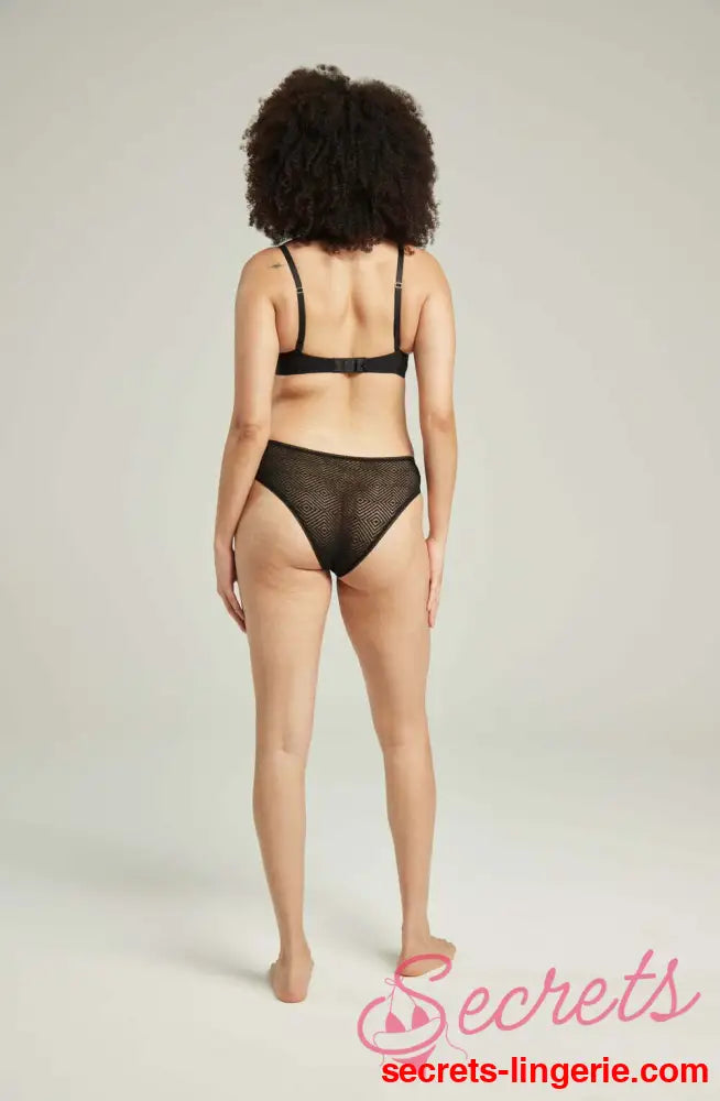 The Sheer Deco High Leg Brief Black