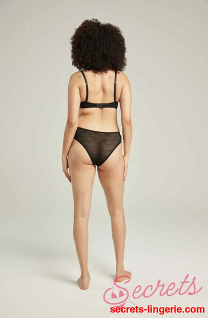 The Sheer Deco High Leg Brief Black