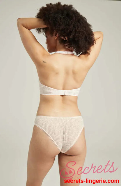 The Sheer Deco High Leg Brief Blush Pink