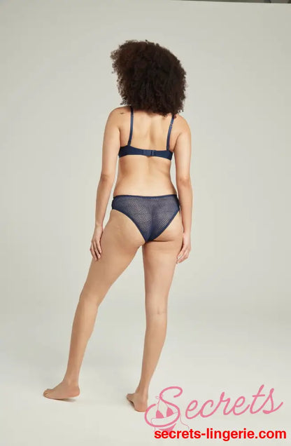 The Sheer Deco High Leg Brief Navy