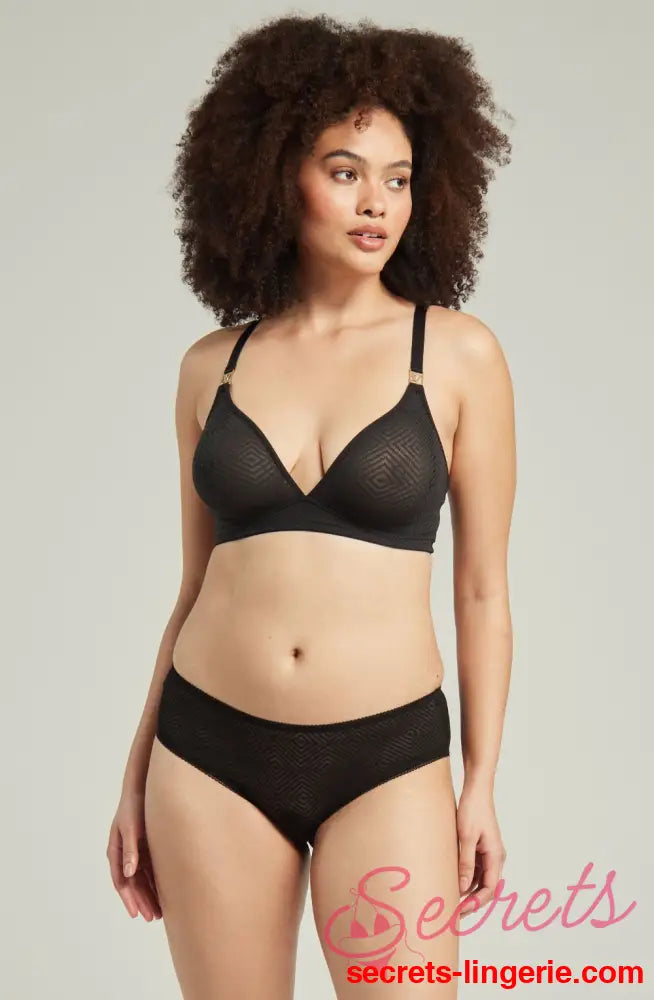 The Sheer Deco Hipster Brief Black