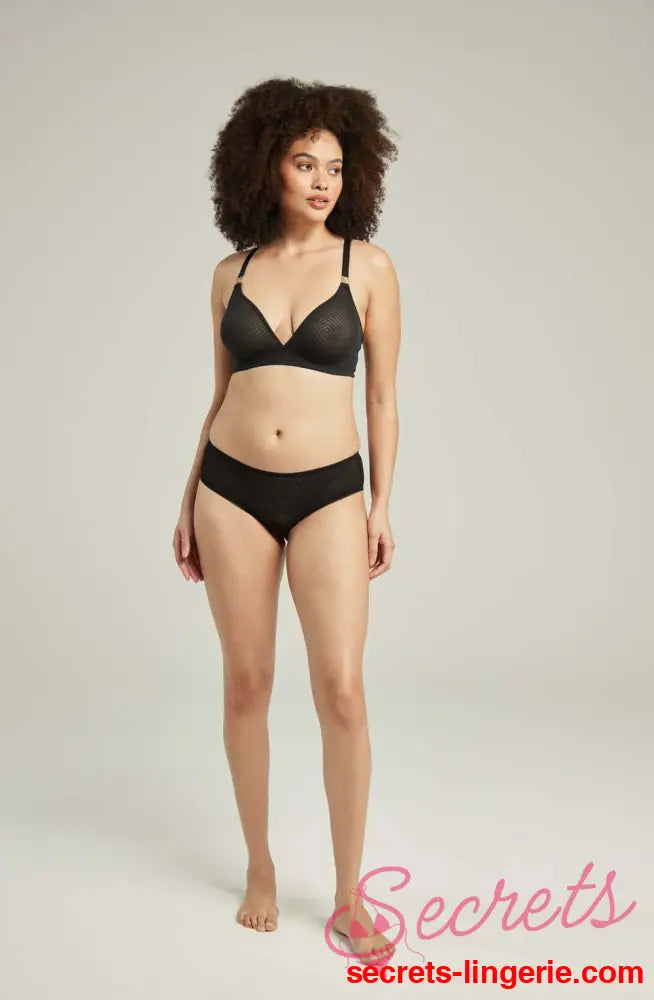 The Sheer Deco Hipster Brief Black