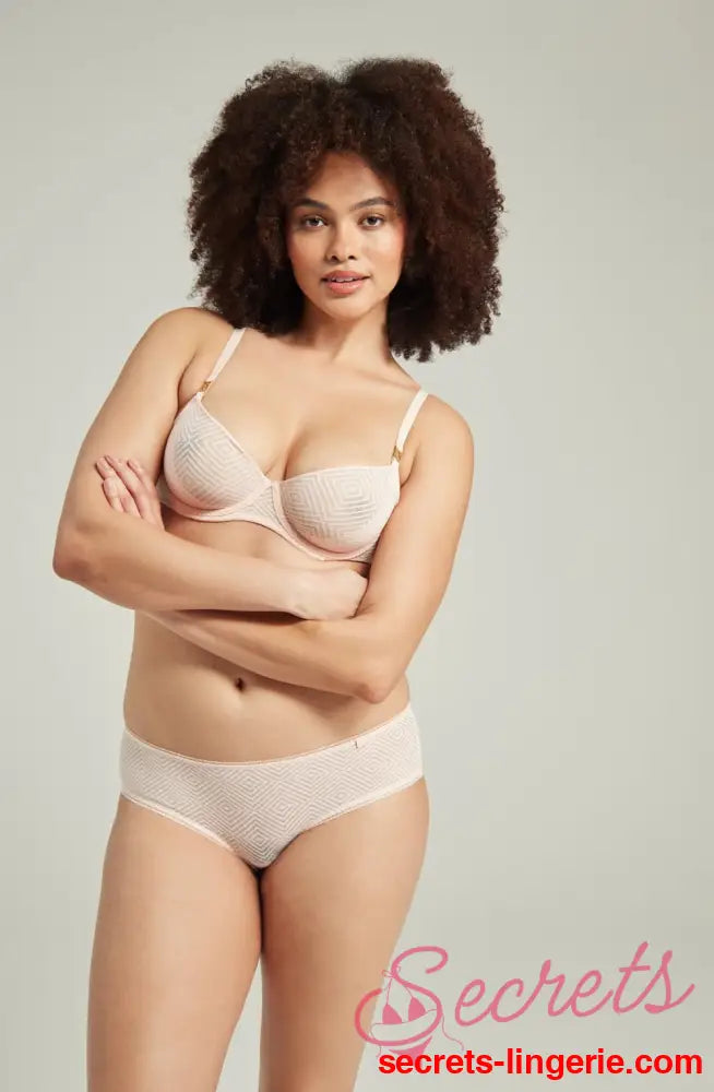 The Sheer Deco Hipster Brief Blush Pink