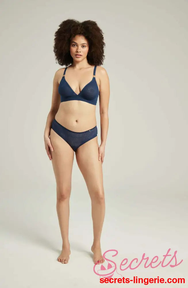 The Sheer Deco Hipster Brief Navy