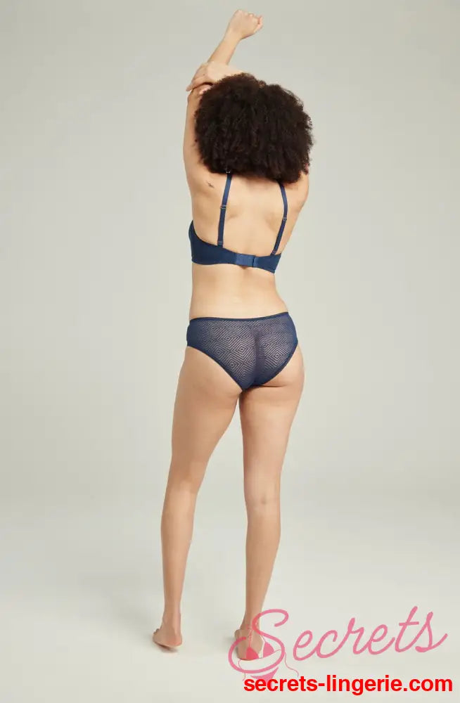 The Sheer Deco Hipster Brief Navy