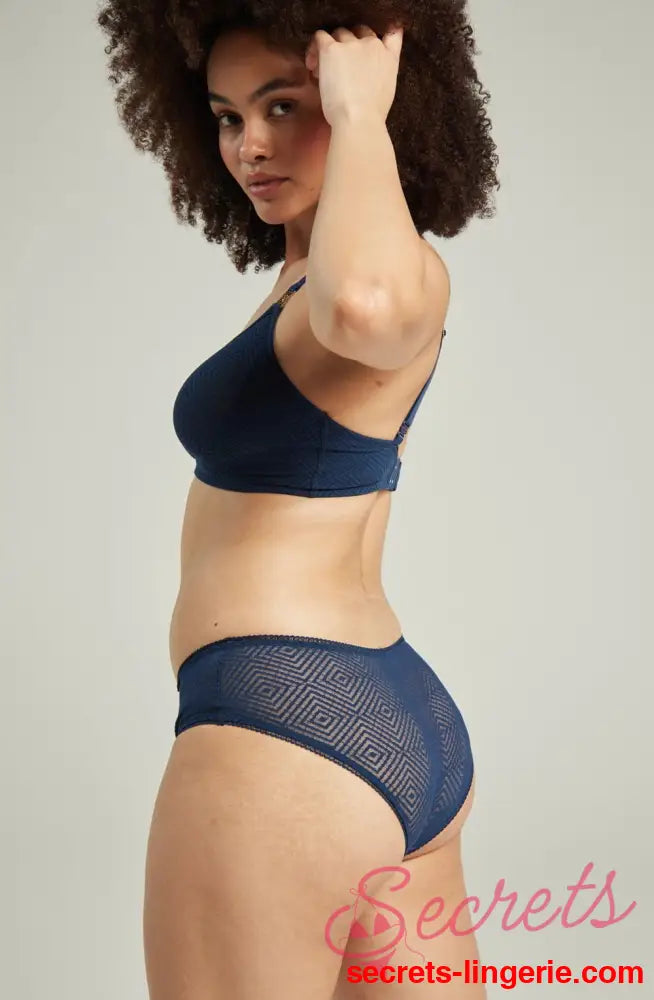 The Sheer Deco Hipster Brief Navy