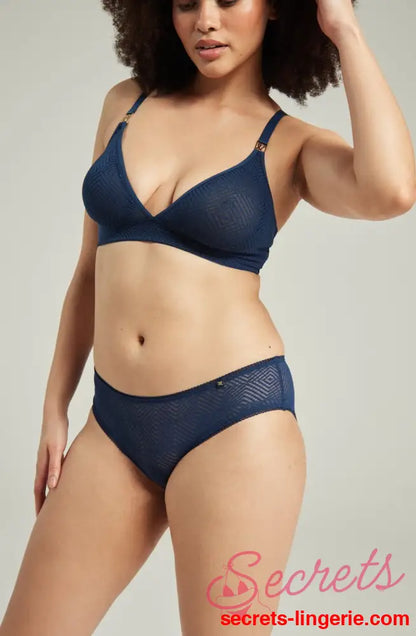 The Sheer Deco Hipster Brief Navy