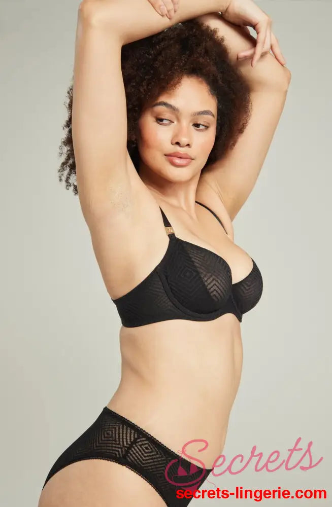 The Sheer Deco Lift Balcony Bra Black Up to GG Cup