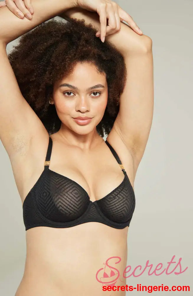 The Sheer Deco Lift Balcony Bra Black Up to GG Cup