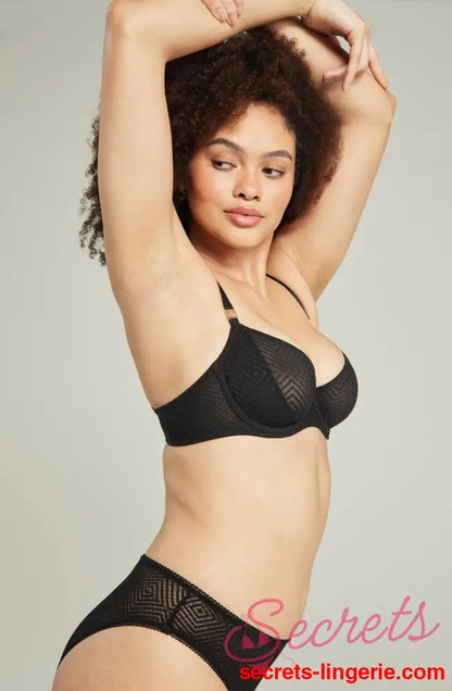 The Sheer Deco Lift Balcony Bra Black Up to GG Cup