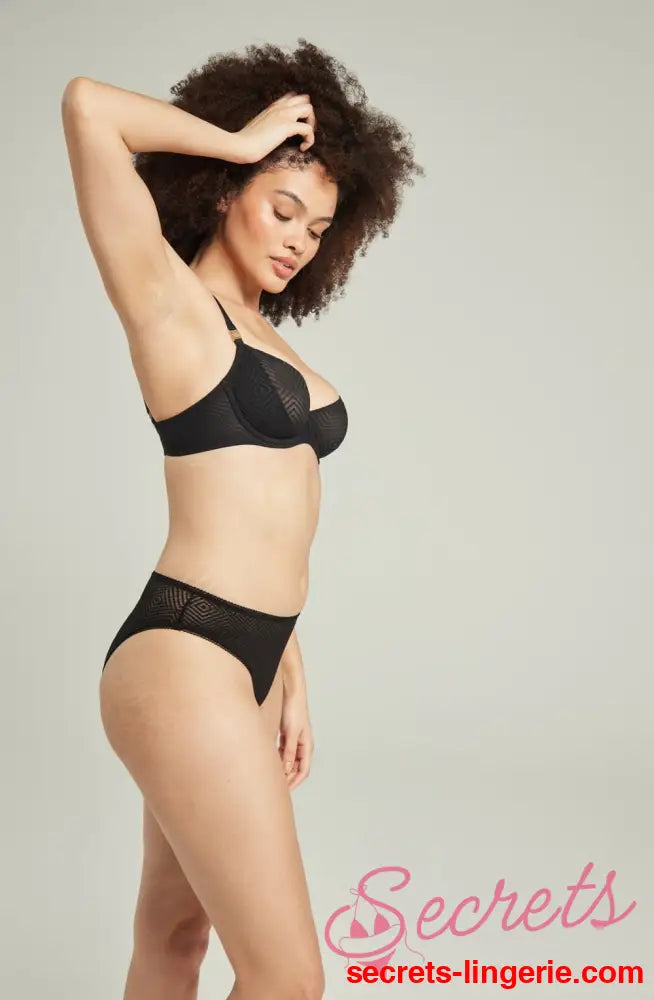 The Sheer Deco Lift Balcony Bra Black Up to GG Cup
