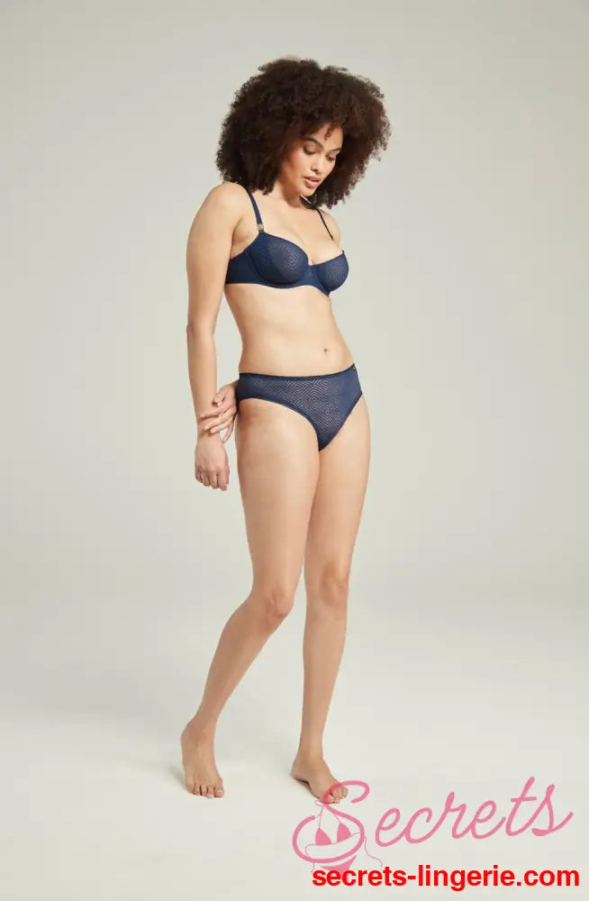 The Sheer Deco Lift Balcony Bra Navy Up to GG Cup